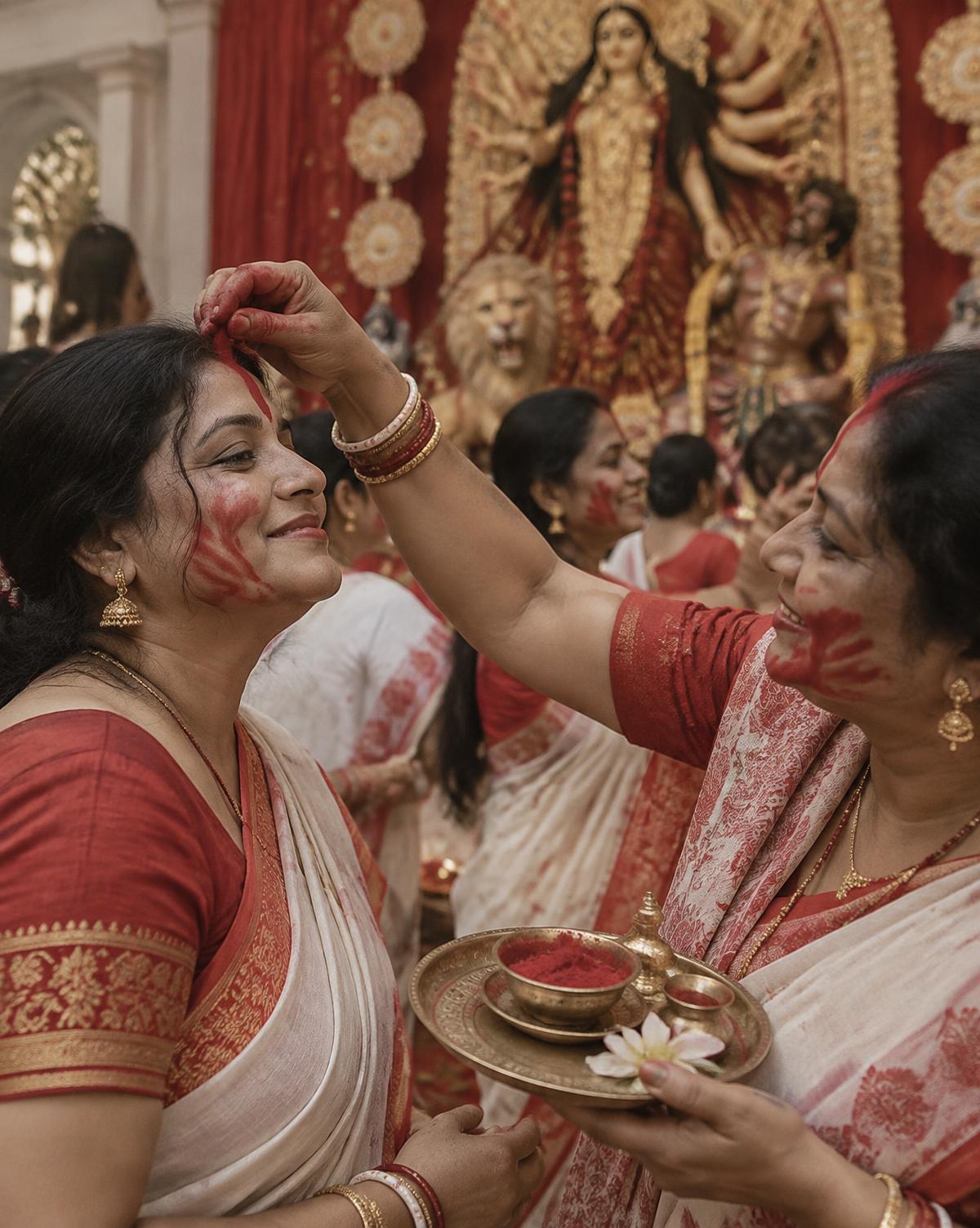 Community members during Sindoor Khela